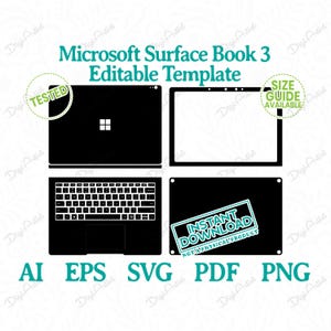 Microsoft Surface Book 3 15 Skin bearbeitbare Vorlage von DigiArtist Store, Surface Book 3 in Instant Digital Download, DS326