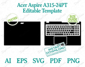 Acer Aspire A315-24PT bearbeitbare Vorlage von DigiArtist Store, Acer Laptop Skin Template in Instant Digital Download, D387