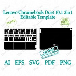 Lenovo Chromebook Duet 10.1 2in1 Editable Template by DigiArtist Store, Lenovo Laptop Skin Template in Instant Digital Download, DS325