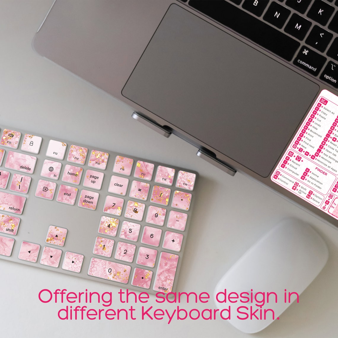 Keyboard Skin Vector Magic Keyboard Skin With Numeric Keyboard Stickers, Pink Marble Apple ...