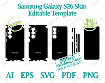 Samsung Galaxy S26 Skin Editable Template by DigiArtist Store in Instant Digital Download, DS421