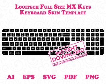 Logitech Full Size MX Keys Keyboard Case Editable Template, Logitech MX Keys Mini Custom Keyboard Stickers, Instant Digital Download