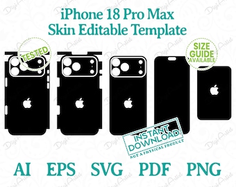iPhone 18 Pro Max Skin Template by DigiArtist Store in Instant Digital Download, DS454