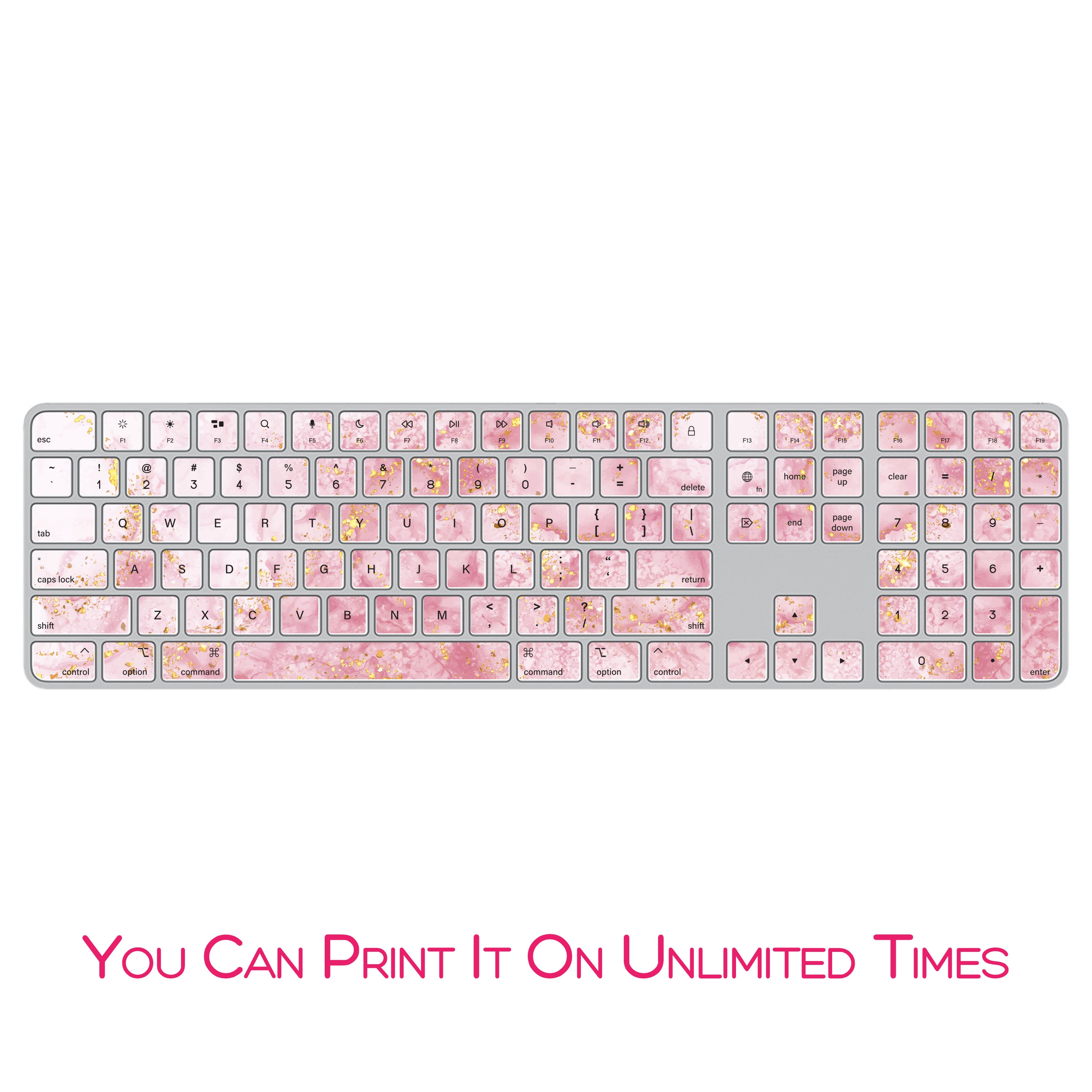 Keyboard Skin Vector Magic Keyboard Skin With Numeric Keyboard Stickers, Pink Marble Apple ...