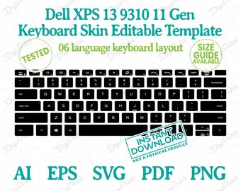 Dell XPS 13 9310 11 Gen 6-Lang Keyboard Skin Template by DigiArtist Store in Instant Digital Download, DS432