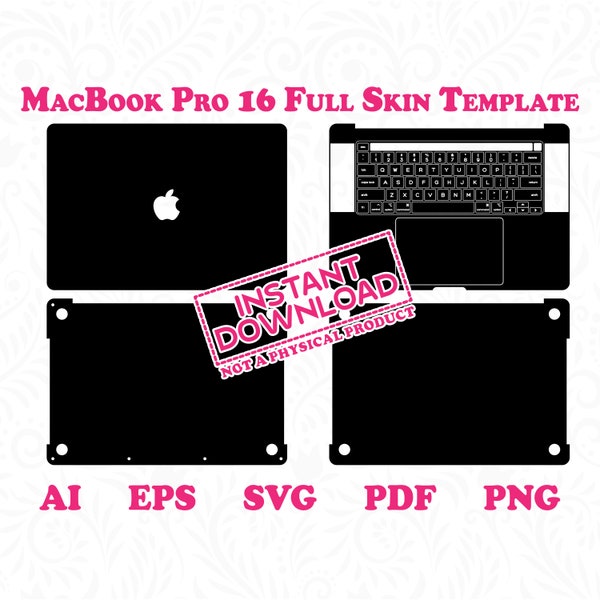 Macbook Pro 16 Skin Editable Template, Macbook Pro 16 Case Printable Template, Instant Digital Download