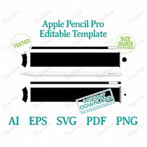 Modelo editável Apple Pencil Pro da DigiArtist Store, modelo de capa Apple Pencil em download digital instantâneo, DS232