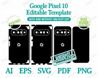 Google Pixel 10 Editable Template by DigiArtist Store, Google Pixel 10 Skin Cut Files for Cricut in Instant Digital Download, DS400