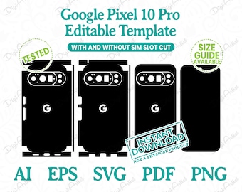 Google Pixel 10 Pro Skin Editable Template by DigiArtist Store, Pixel 10 Pro Template in Instant Digital Download, DS401