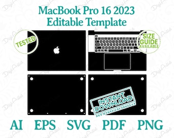 MacBook Pro 16 2023 Editable Template by DigiArtist Store, MacBook Pro 16 Skin Template in Instant Digital Download, DS214