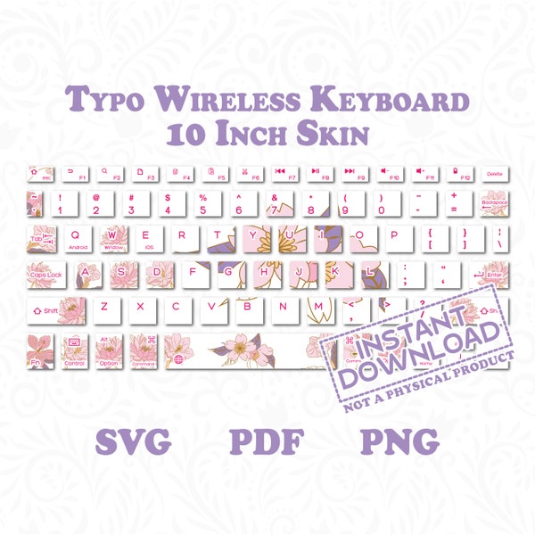 Typo Wireless 10 Inch Smart Keyboard Skins by DigiArtist Store Pack of 8 Colors Cute Keyboard Stickers Instant Digital Download • KS102