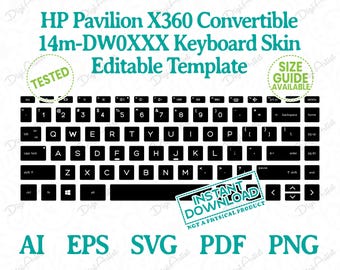 HP Pavilion X360 Convertible 14m-DW0XXX 2020 Keyboard Skin Editable Template by DigiArtist Store in Instant Digital Download, DS416