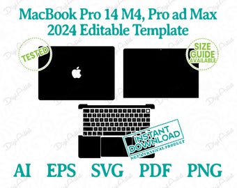 MacBook Pro 14 M4, Pro ad Max 2024 Editable Template by DigiArtist Store, MacBook Pro 14 M4 Skin Template in Instant Digital Download, D373