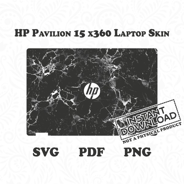 HP Pavilion 15 Skin by DigiArtist Store Black Marble HP Pavilion X360 15 Laptop Skin in Digital Download, LS107
