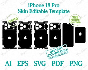 iPhone 18 Pro Skin Template by DigiArtist Store in Instant Digital Download, DS455