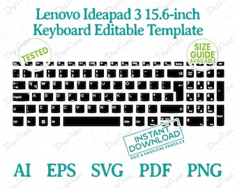 Lenovo Ideapad 3 15.6-inch Keyboard Editable Template by DigiArtist Store, Lenovo Keyboard Skin Template in Instant Digital Download, DS367