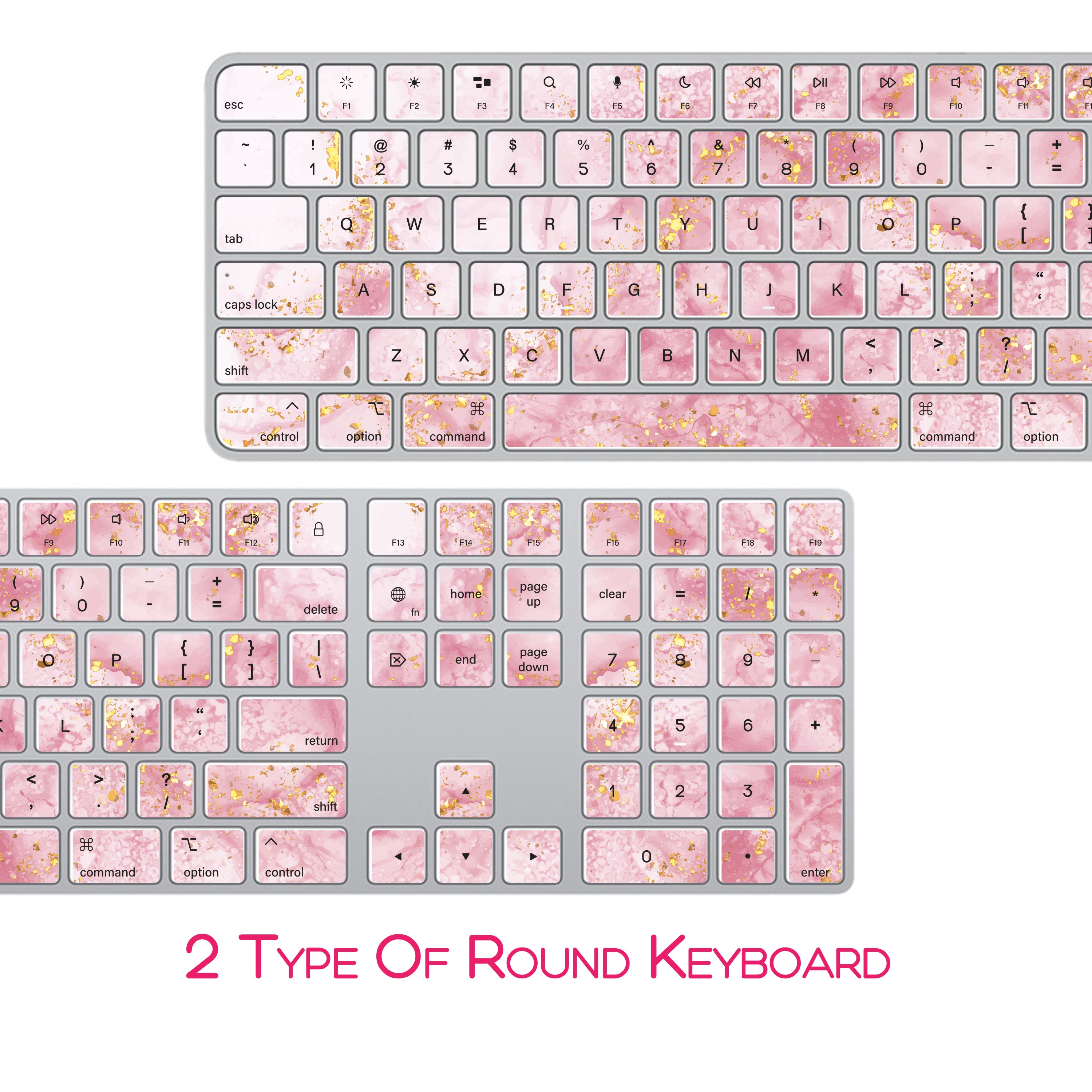 Keyboard Skin Vector Magic Keyboard Skin With Numeric Keyboard Stickers, Pink Marble Apple ...