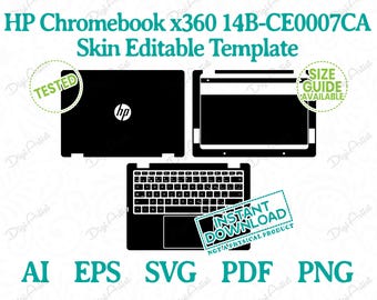 HP Chromebook x360 14B-CE0007CA Skin Template by DigiArtist Store in Instant Digital Download, DS458