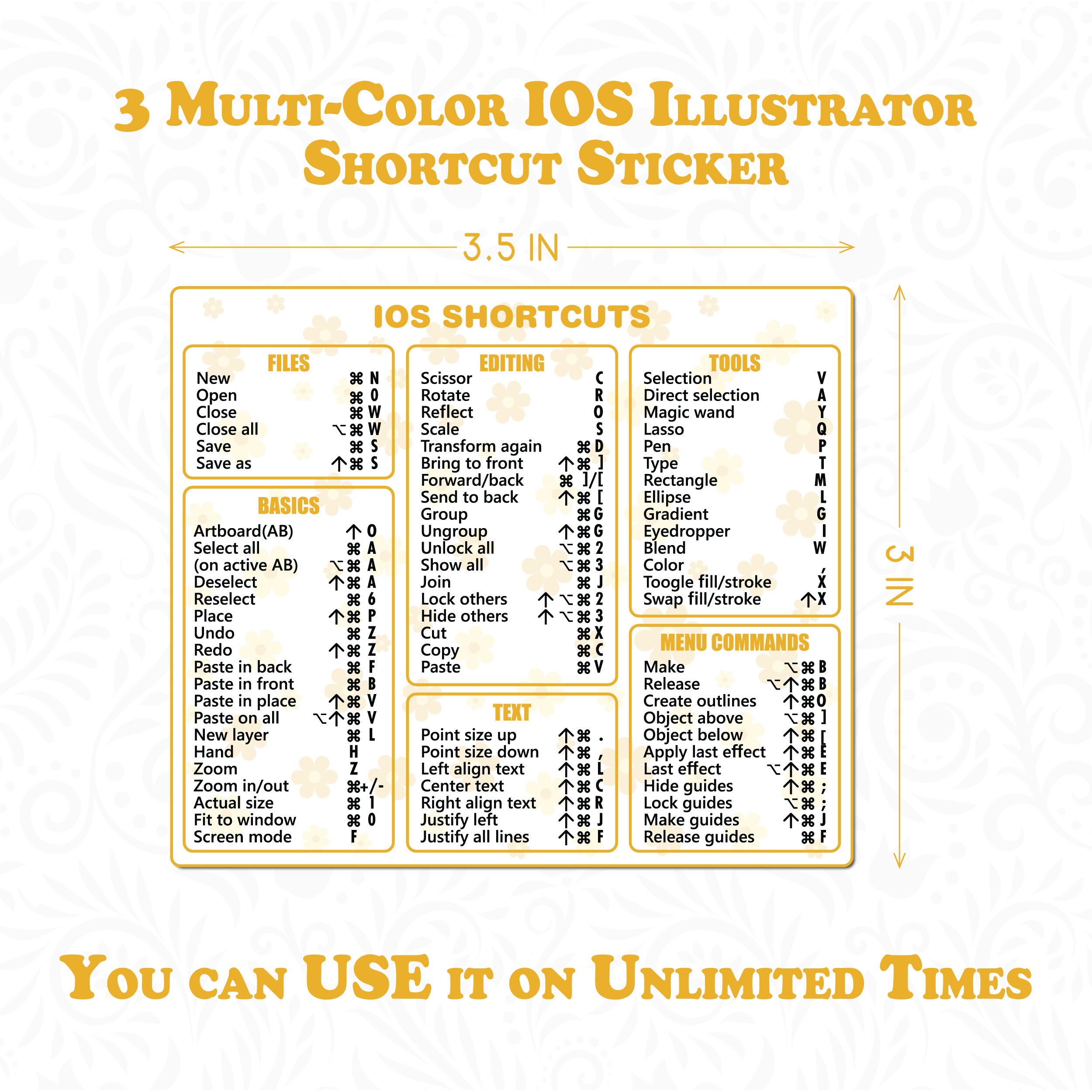 Ios Illustrator Keyboard Mac Shortcut Stickers in 3 Multi-color Cute ...