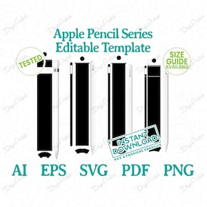 Modello modificabile per Apple Pencil Skin Series di DigiArtist Store, modello per Apple Pencil Pro Skin in download digitale immediato, DS239