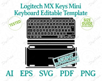 Logitech MX Keys Mini Keyboard Editable Template by DigiArtist Store, Logitech Mini Skin Template in Instant Digital Download, DS409