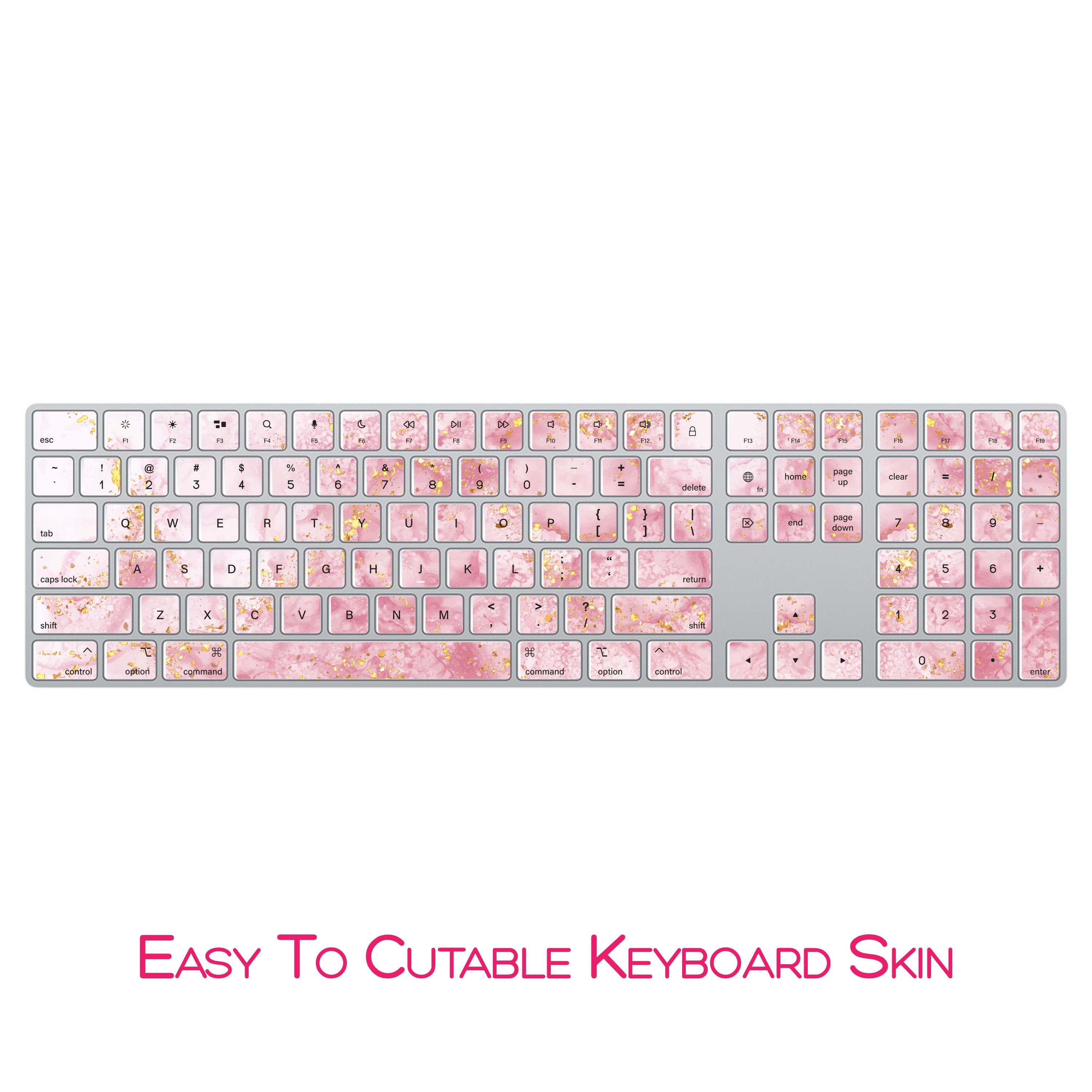 Keyboard Skin Vector Magic Keyboard Skin With Numeric Keyboard Stickers, Pink Marble Apple ...