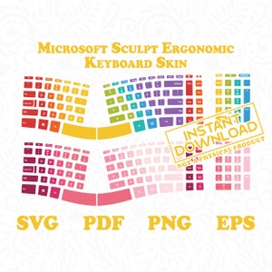 Microsoft Sculpt Ergonomic and Numeric Keyboard Stickers, Pack of 7 Typing Keyboard Skin, Instant Digital Download