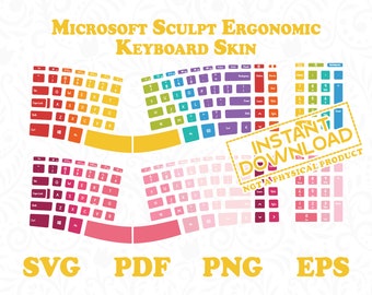 Microsoft Sculpt Ergonomic and Numeric Keyboard Stickers, Pack of 7 Typing Keyboard Skin, Instant Digital Download