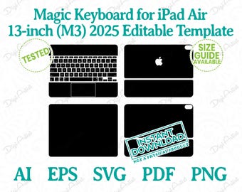 Magic Keyboard for iPad Air 13-inch (M3) 2025 Editable Template by DigiArtist Store in Instant Digital Download, DS405
