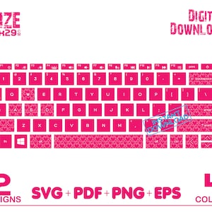 Keyboard Printable Stickers, Window Laptop Decal Clipart, Pack of 4, Instant Digital Download