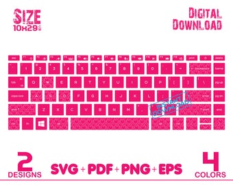 Keyboard Printable Stickers, Window Laptop Decal Clipart, Pack of 4, Instant Digital Download