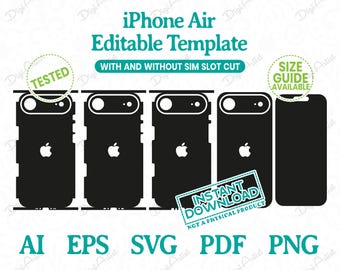 iPhone Air Skin Editable Template by DigiArtist Store, Apple iPhone Air Case Skin in Instant Digital Download, DS397