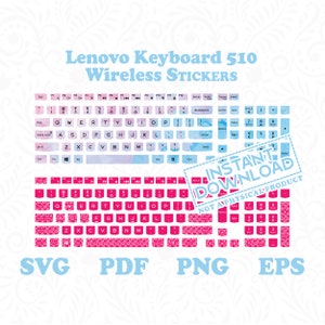Lenovo Keyboard 510 Wireless Stickers - Pack of 6 Lenovo 510 Wireless Custom Keyboard Case Skins - Instant Digital Download