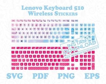 Autocollants pour clavier Lenovo 510 sans fil - Lot de 6 étuis personnalisés pour clavier Lenovo 510 sans fil - Téléchargement numérique instantané