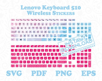 Lenovo Keyboard 510 Wireless Stickers - Packung mit 6 Lenovo 510 Wireless Custom Keyboard Case Skins - Sofortiger digitaler Download