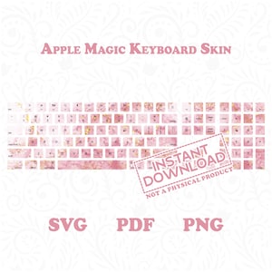 Può includere: Pellicola per tastiera Apple Magic con motivo marmo rosa e oro. La pellicola copre tutti i tasti, compresi i tasti funzione, i tasti freccia e il tastierino numerico. L'immagine include il testo "INSTANT DOWNLOAD NOT A PHYSICAL PRODUCT".