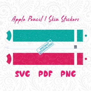 Apple Pencil Skins Stickers in 12 Multi Colors with 2 Multi Designs Apple Pencil 1 Skin Printable Stickers, Instant Digital Download
