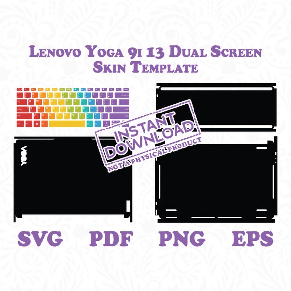 Lenovo Yoga Book 9i (2023) Dual Screen Skin Template, Pack of 4 Lenovo Yoga 9i Lenovo Laptop Skin Template, Instant Digital Download