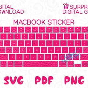 Keyboard Printable Stickers, MacBook 13.6 inch Laptop Decal Clipart, Pack of 4, Instant Digital Download