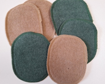 Farbenfrohe Knieflicken aus Wollfleece- Perfekt für die Reparatur von Wollkleidung (2 Stück)