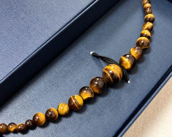 Yellow Tiger&#39;s Eye Haori himo, Yellow Tigerite Stone Haori Himo, Brand New Haori Himo, Men Kimono Accessory