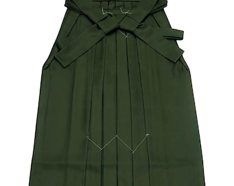 Matcha Green Embroidered Women Hakama Skirt, Camellia Embroidery, Japanese Women Hakama 3PCS Gift Set with Koshi Himo & Hair Accessory