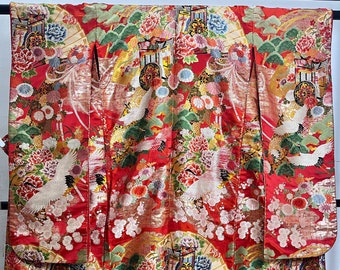 Rank S Vintage Wedding Kimono/ Japanese Uchikake Kimono/ Women Traditional Wedding Formal kimono/Japanese Wedding Kimono/A110