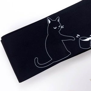 Hanhaba Obi Belt- Naughty Cat , Double Sided Half-Width Obi for Yukata/Komon Kimono/Casual Kimono