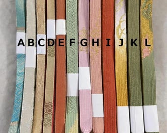 Vintage Silk Obijime Collection: Japanese Kimono Cord, Obi Ties, Saga Nishiki Obijime, GL04