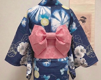 Pre-Tied Obi Belt Gift Set, Pink Sakura Floral Pattern Butterfly Knot Obi, Objime & Obita Board