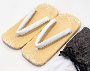 Men's White/Black Straps Setta, Kimono Sandals, EU 39-49, with Tabi Socks and Kinchaku Bag, Men's Kimono Accessory Gift Set