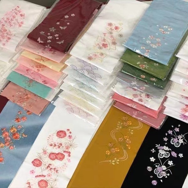 Multi Colour Han-eri Collar, Kimono Collar (180cm*15.5cm), Japanese Han-eri Collar with Embroidery, HAN04