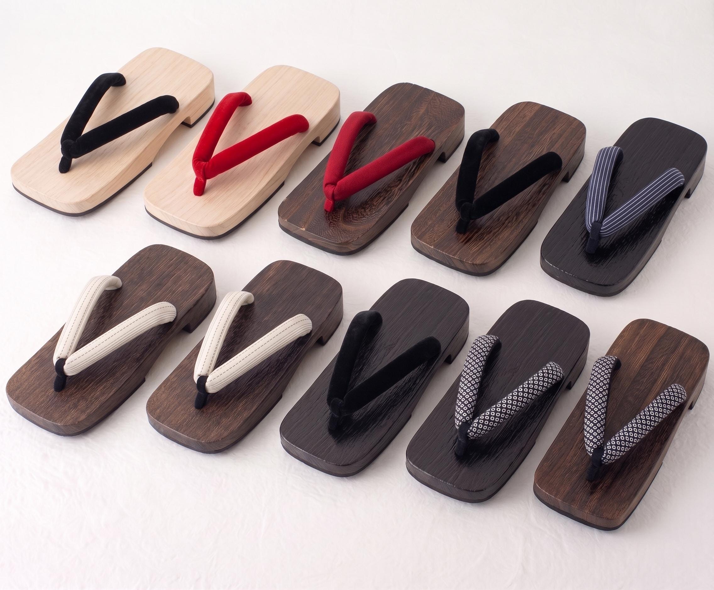 Japanese Men's Flat Geta Wooden Sandals, Large Size Available
