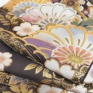 Rank A Vintage Fukoro Obi/Silk Obi Belt/ Floral Obi/Kimono Obi
